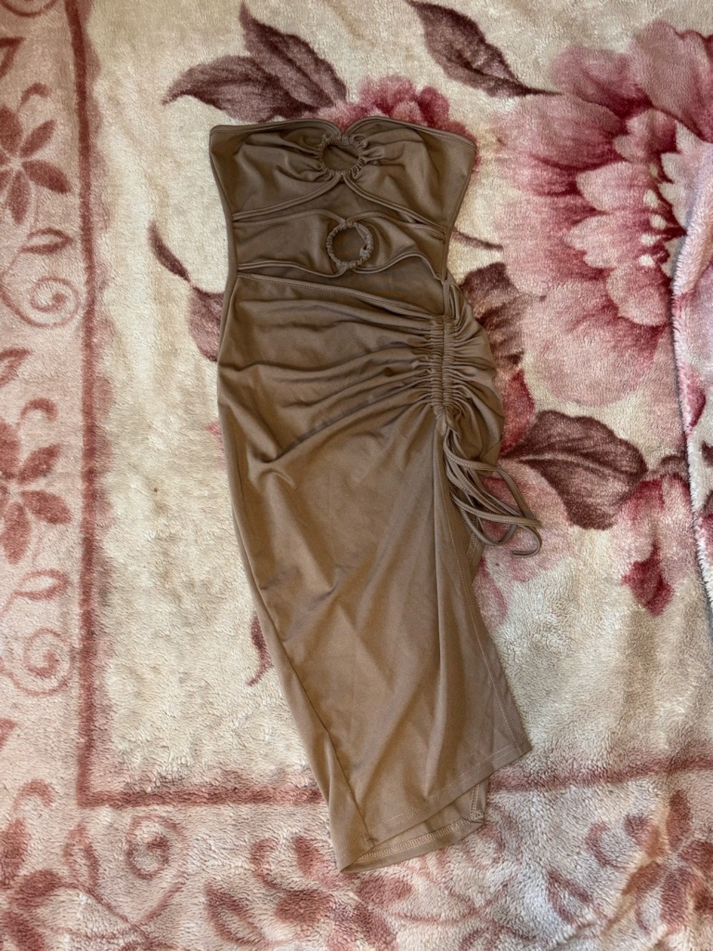 SHEIN Strapless Ruched Midi Dress